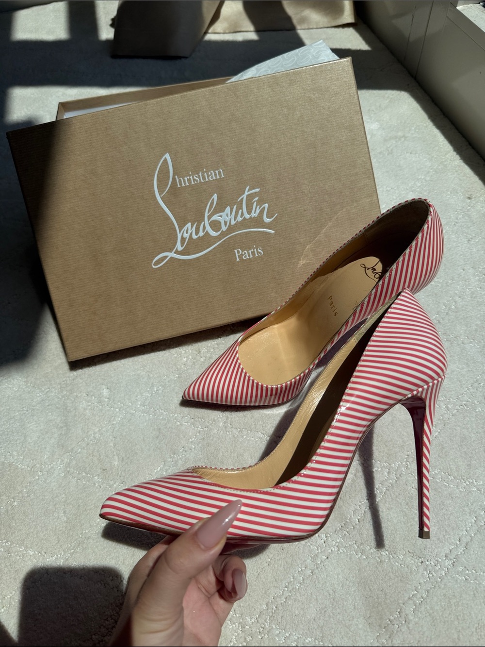 Christian Louboutin Candy Striped Pumps - Picture 1 of 5